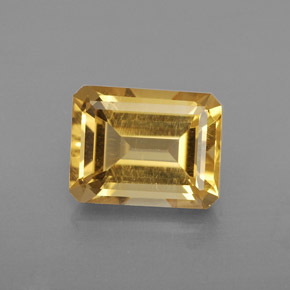 2.08カラットの天然ゴールデンイエローシトリン（8.9×7 mm・エメラルドカット）