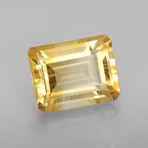 2.50カラットの天然ゴールデンイエローシトリン（9.1×7.2 mm・エメラルドカット）