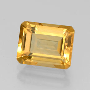 2.21カラットの天然ゴールデンイエローシトリン（8.9×7.1 mm・エメラルドカット）