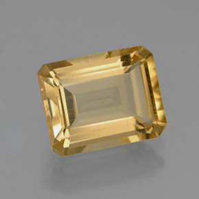 2.10カラットの天然ゴールデンイエローシトリン（8.9×7.1 mm・エメラルドカット）
