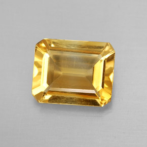 1.68カラットの天然ゴールデンイエローシトリン（8.7×7 mm・エメラルドカット）
