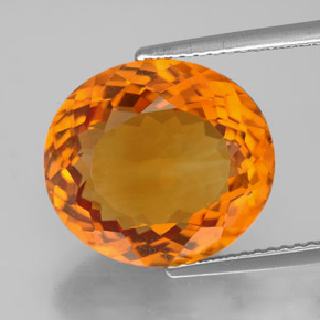 8.94カラットの天然イエローオレンジシトリン（14.6×13.1 mm・オーバルカット）