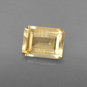 1.41カラットの天然ゴールデンイエローシトリン（8×6 mm・エメラルドカット）