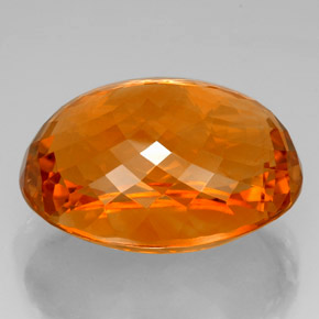75.79カラットの天然イエローオレンジシトリン（30.1×23.2 mm・オーバルカット）
