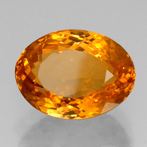 14.85カラットの天然イエローオレンジシトリン（17.5×13.1 mm・オーバルカット）