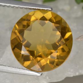 5.87カラットの天然Brownish Golden シトリン（11.93 mm・ラウンドカット）