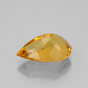 2.55カラットの天然ゴールデンイエローシトリン（11.9×8 mm・洋梨の形）