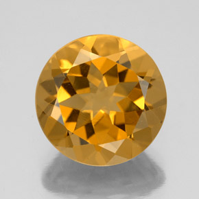 5.48カラットの天然ゴールデンイエローシトリン（11.91 mm・ラウンドカット）