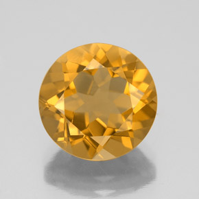 4.16カラットの天然Orange-Gold シトリン（10.88 mm・ラウンドカット）