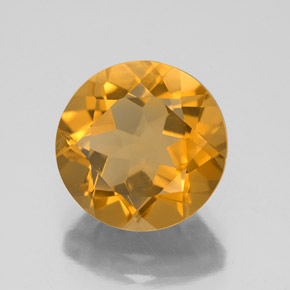 4.16カラットの天然Orange-Gold シトリン（10.88 mm・ラウンドカット）