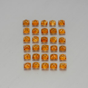 カラットの天然イエローオレンジシトリン（3.1×3.1 mm・四角）