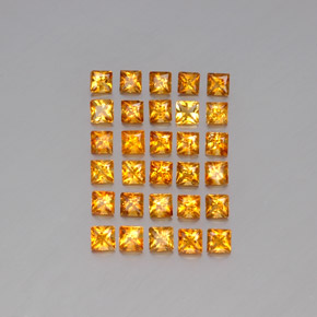 カラットの天然ゴールデンイエローシトリン（3×3 mm・四角）