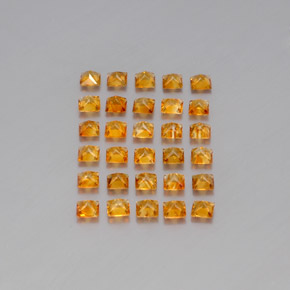 カラットの天然ゴールデンイエローシトリン（3×3 mm・四角）