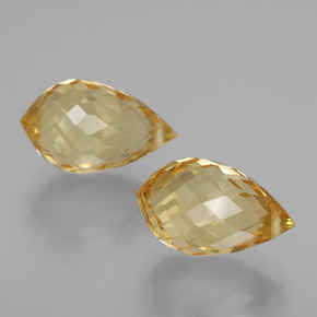 7.77カラットの天然薄い茶色がかったゴールデンシトリン（12.7×7.5 mm・ブリオレット）