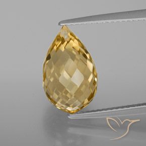 6.04ct 天然 ミディアム薄いゴールド シトリン, ブリオレット, VVS