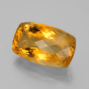 11.75カラットの天然ゴールデンイエローシトリン（18.4×11.2 mm・クッションカット）