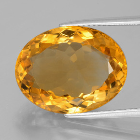 12.91カラットの天然ダークオレンジゴールドシトリン（18.3×14.2 mm・オーバルカット）