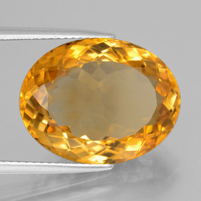 12.91カラットの天然ダークオレンジゴールドシトリン（18.3×14.2 mm・オーバルカット）