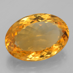 14.30カラットの天然ダークオレンジゴールドシトリン（19.8×14.1 mm・オーバルカット）