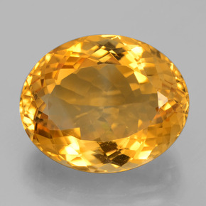 14.44カラットの天然濃いゴールデンオレンジシトリン（17.9×14.6 mm・オーバルカット）