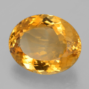 14.44カラットの天然濃いゴールデンオレンジシトリン（17.9×14.6 mm・オーバルカット）