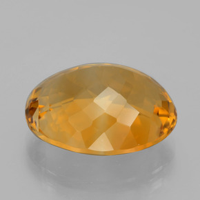 14.44カラットの天然濃いゴールデンオレンジシトリン（17.9×14.6 mm・オーバルカット）