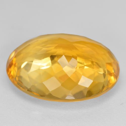 15.91カラットの天然ミディアムゴールデンシトリン（19.2×15.4 mm・オーバルカット）