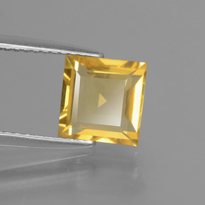 1.77カラットの天然ゴールデンイエローシトリン（7.6×7.5 mm・四角）