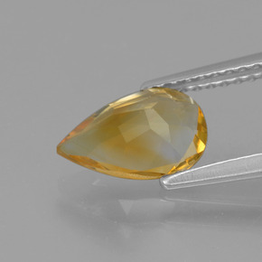 1.13カラットの天然ミディアムオレンジシトリン（9.2×6.1 mm・洋梨の形）