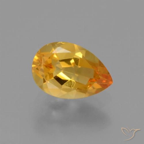1.17ct 天然 ダークオレンジゴールド シトリン, 洋梨の形, VS