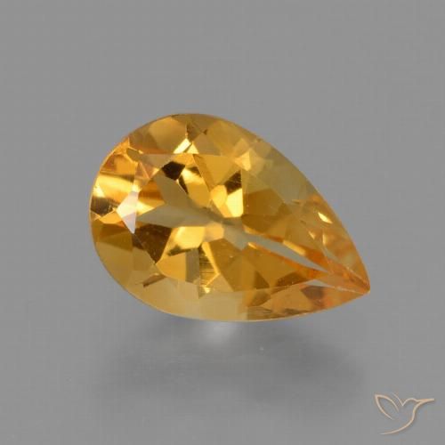 1.09ct 天然 濃いオレンジゴールド シトリン, 洋梨の形, VVS-VS