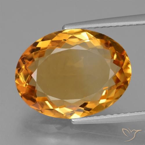 5.76ct 天然 濃いオレンジゴールド シトリン, 楕円形, VVS