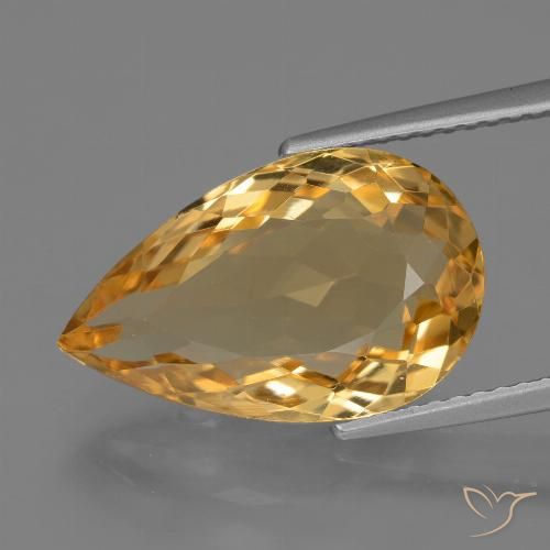 6.71ct 天然 濃いオレンジゴールド シトリン, 洋梨の形, VVS