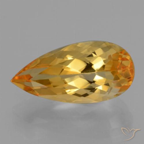 5.54ct 天然 ダークゴールデン シトリン, 洋梨の形, VVS