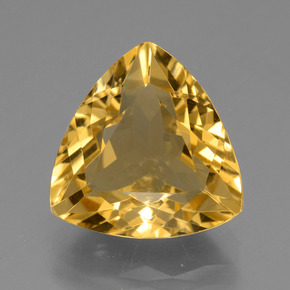 5.96カラットの天然ゴールデンイエローシトリン（12.8×12.4 mm・トリリアント）