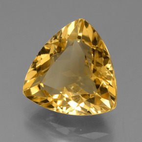 5.96カラットの天然ゴールデンイエローシトリン（12.8×12.4 mm・トリリアント）