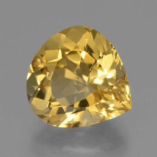 4.70カラットの天然ミディアムゴールデンシトリン（11.9×11.4 mm・洋梨の形）