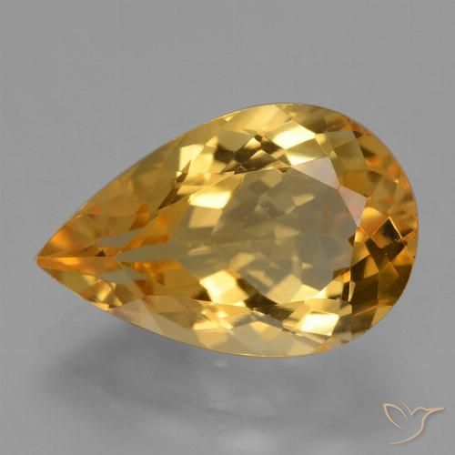 4.62ct 天然 濃いゴールデンオレンジ シトリン, 洋梨の形, VVS