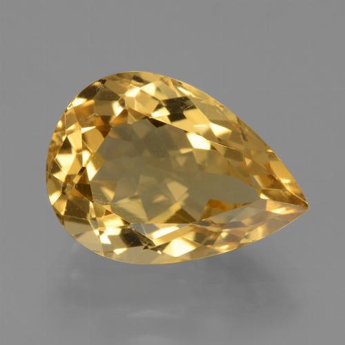4.92カラットの天然ミディアムダークゴールデンシトリン（13.6×9.7 mm・洋梨の形）