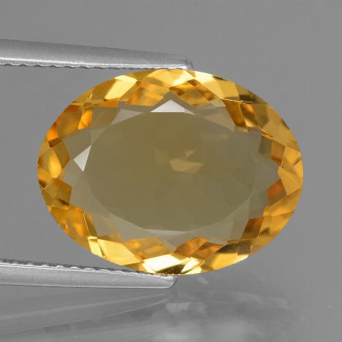 6.05カラットの天然濃いゴールデンオレンジシトリン（15.3×11.1 mm・オーバルカット）