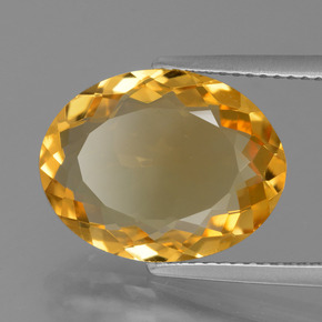 6.05カラットの天然濃いゴールデンオレンジシトリン（15.3×11.1 mm・オーバルカット）