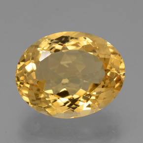 7.80カラットの天然ゴールデンイエローシトリン（14.9×11.8 mm・オーバルカット）