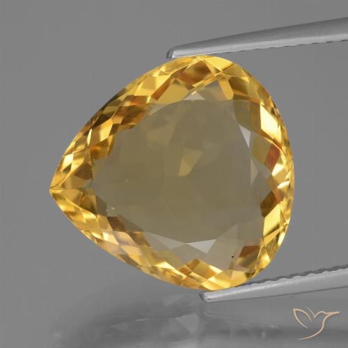 7.15ct 天然 ミディアムダークゴールデン シトリン, 洋梨の形, VVS