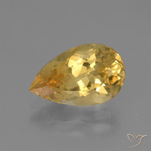 3.12ct 天然 ミディアムダークゴールデン シトリン, 洋梨の形, VVS