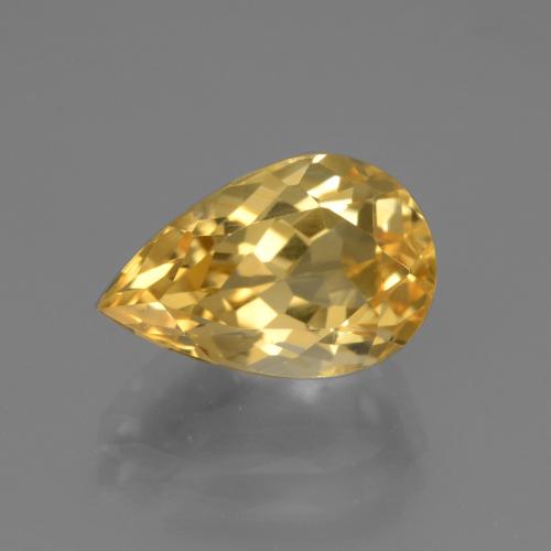3.65カラットの天然ミディアムダークゴールデンシトリン（12.1×8 mm・洋梨の形）