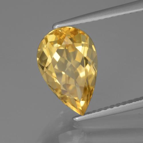 3.65カラットの天然ミディアムダークゴールデンシトリン（12.1×8 mm・洋梨の形）