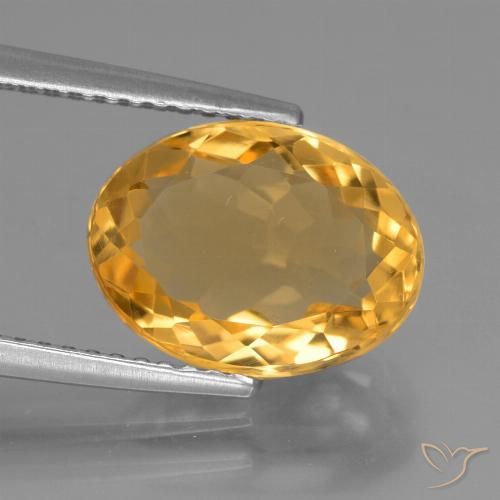 3.45ct 天然 濃いゴールデンオレンジ シトリン, 楕円形, VVS