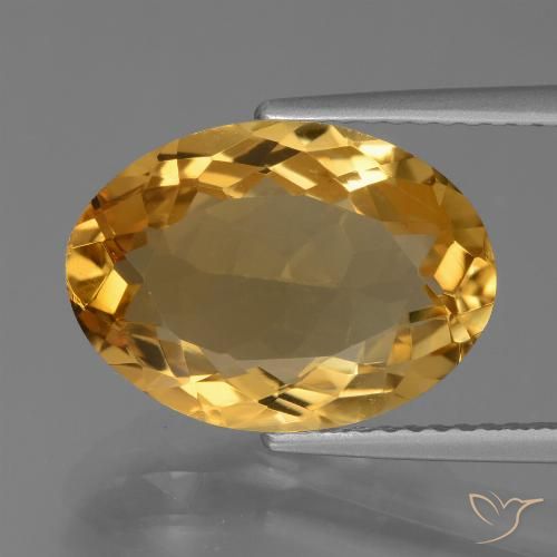 5.53ct 天然 濃いゴールデンオレンジ シトリン, 楕円形, VVS