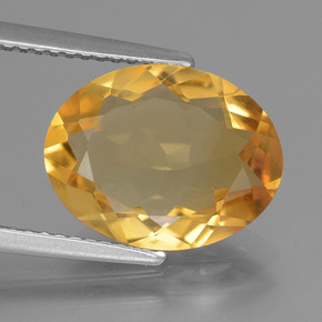 3.98カラットの天然ミディアム薄いオレンジゴールドシトリン（13.2×10.2 mm・オーバルカット）