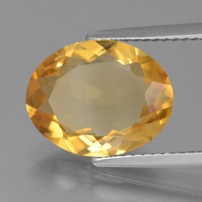 3.98カラットの天然ミディアム薄いオレンジゴールドシトリン（13.2×10.2 mm・オーバルカット）